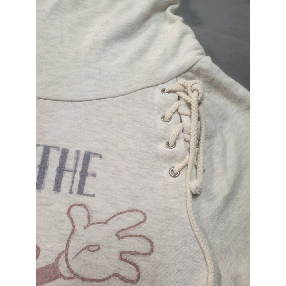 Disney Parks Mickey Mouse The True Original Cowl Neck Lace Up Sweatshirt M - Picture 4 of 8